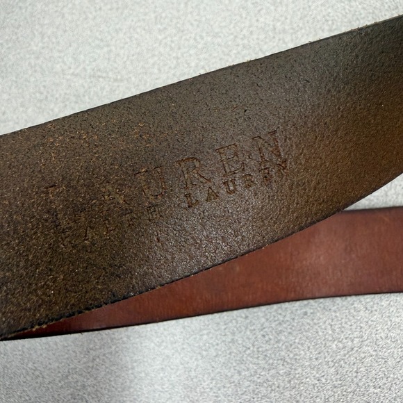 Lauren Ralph Lauren Leather Belt Womens XL Brown Brass Buckle 1.5in Casual Prep - Picture 11 of 12